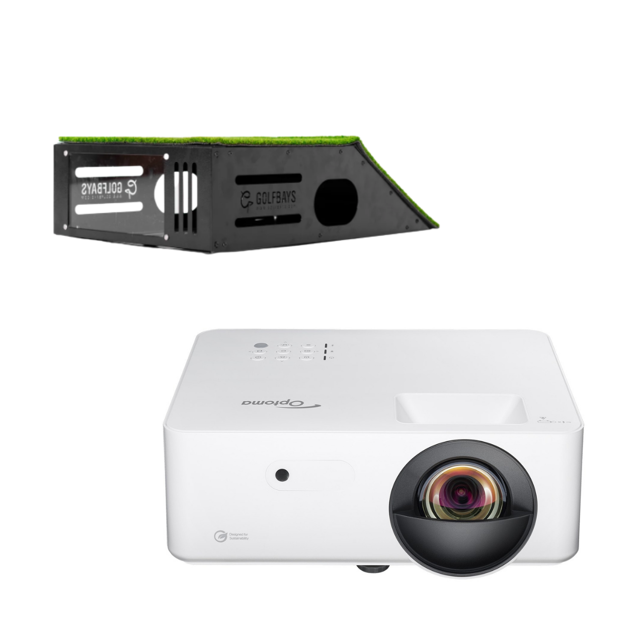 Optoma LW351ST WXGA-Projektor + GolfBays Bodenmontage-Case